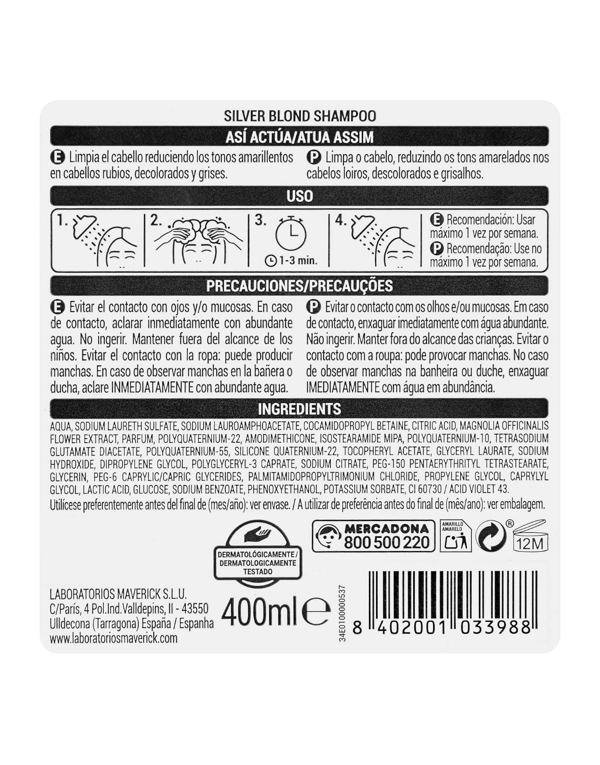 Deliplus Silver Blond Shampoo 400ml