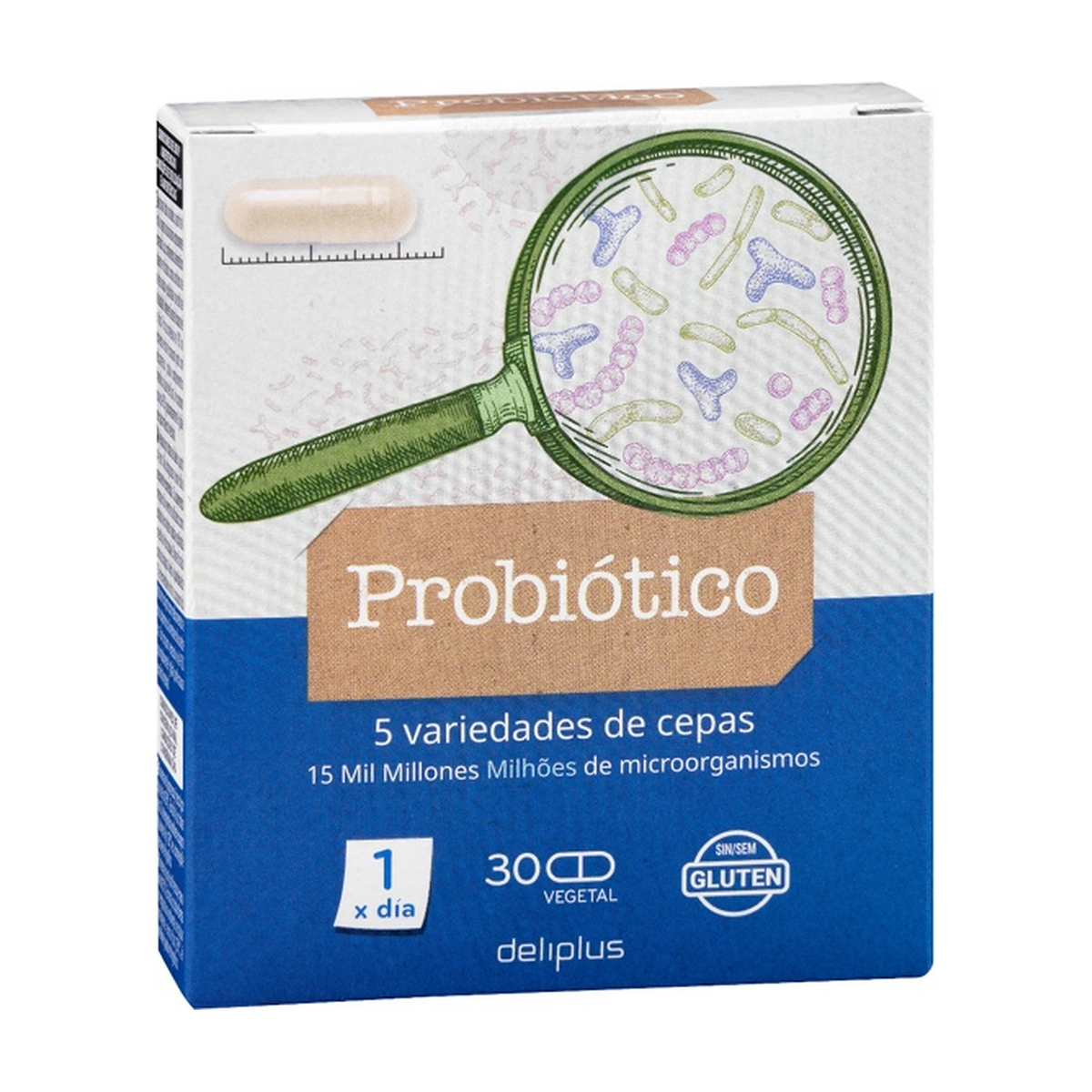 Deliplus Probiótico — 5 celmi, 15 miljardi mikroorganismu (30 kapsulas)