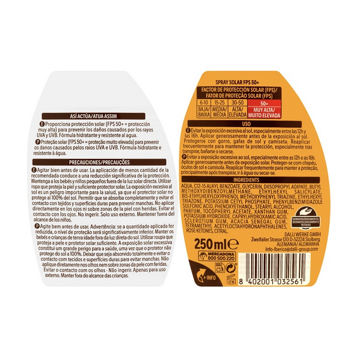 Deliplus Sun Spray SPF 50+ — Very High Protection, UVA + UVB, Water Resistant (250 ml)