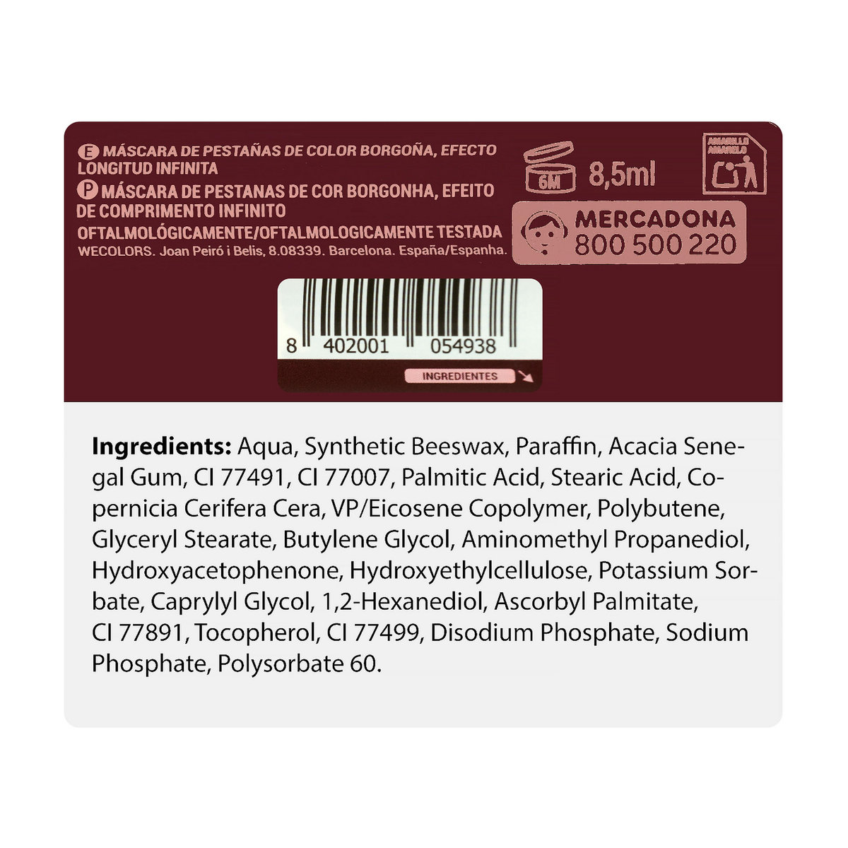 Deliplus Burgundy Xtrem Farbmascara – Effekt unendlicher Länge, 8.5 ml