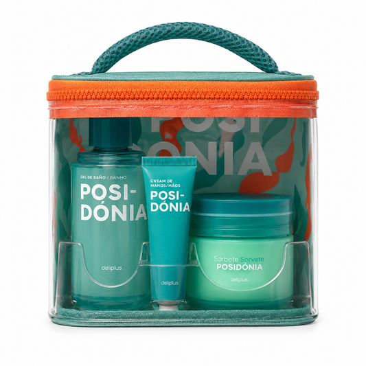 Coffret cadeau Posidonia par Deliplus — Gel douche, crème pour les mains et sorbet corporel