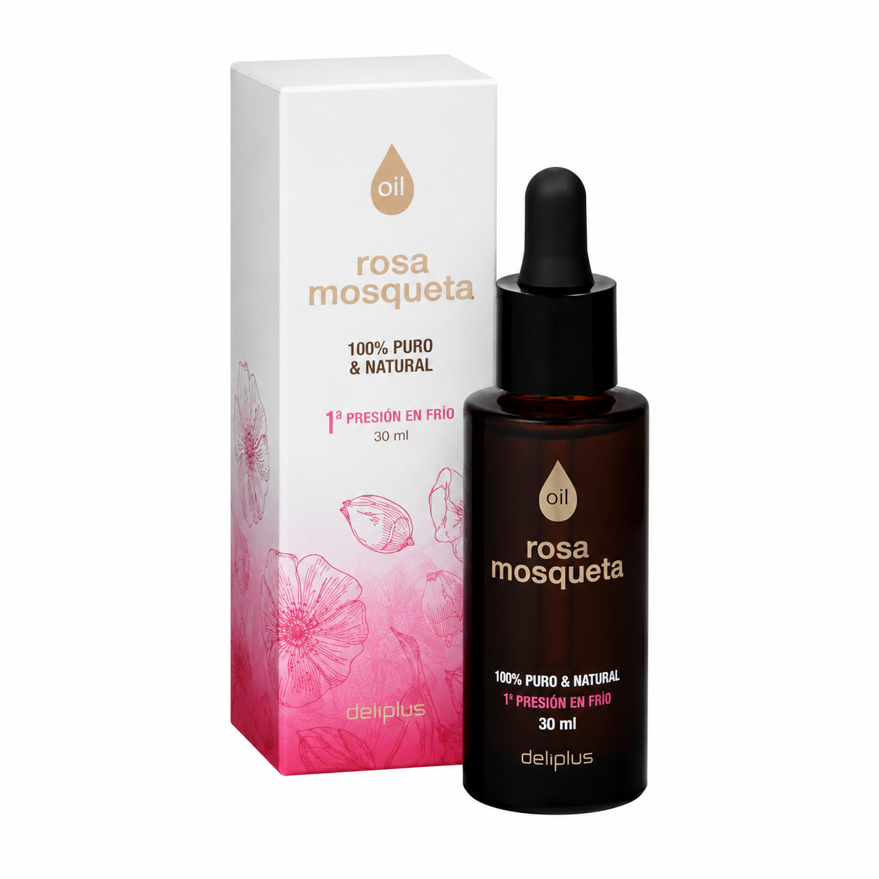 Deliplus Rosa Mosqueta Oil 100% Pure & Natural – Cold-Pressed Rosehip Oil for Scars, Wrinkles & Stretch Marks, 30ml