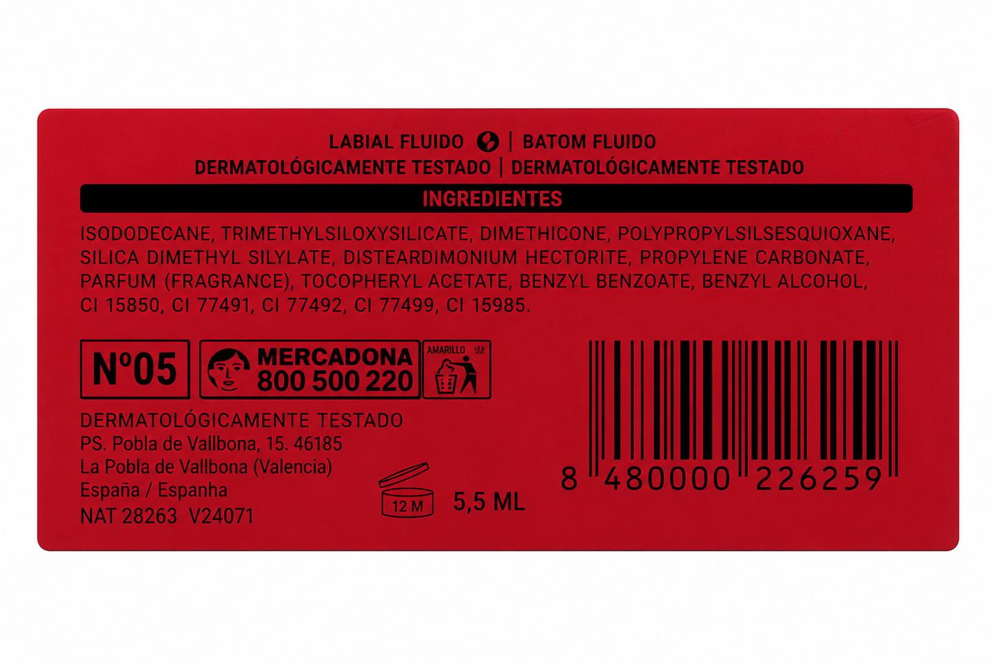Deliplus Matte Fluid Lipstick No.05 - Classic Red