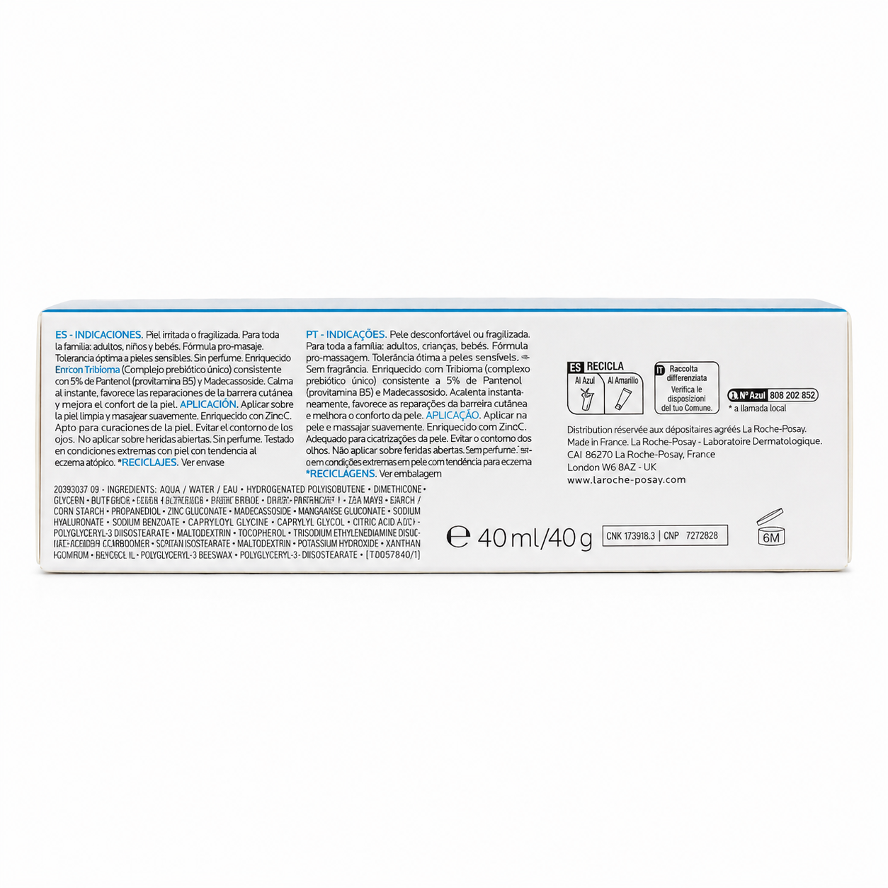 La Roche-Posay Cicaplast Baume B5+ – Ultra-reparierender beruhigender Balsam für irritierte und empfindliche Haut, 40 ml
