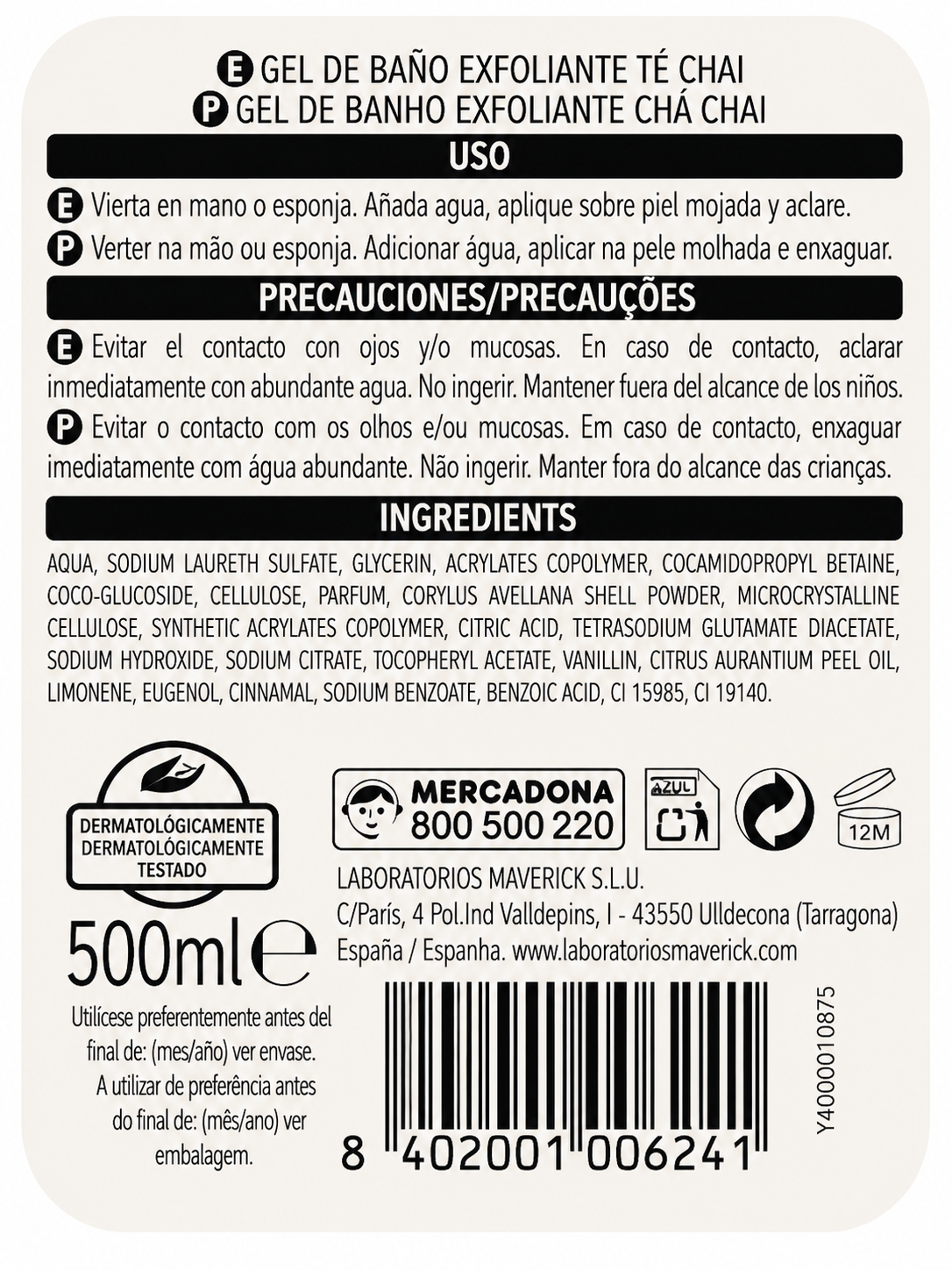 Deliplus Chai-Tee Peeling-Duschgel – Wärmendes, aromatisches Körperpeeling, 500 ml