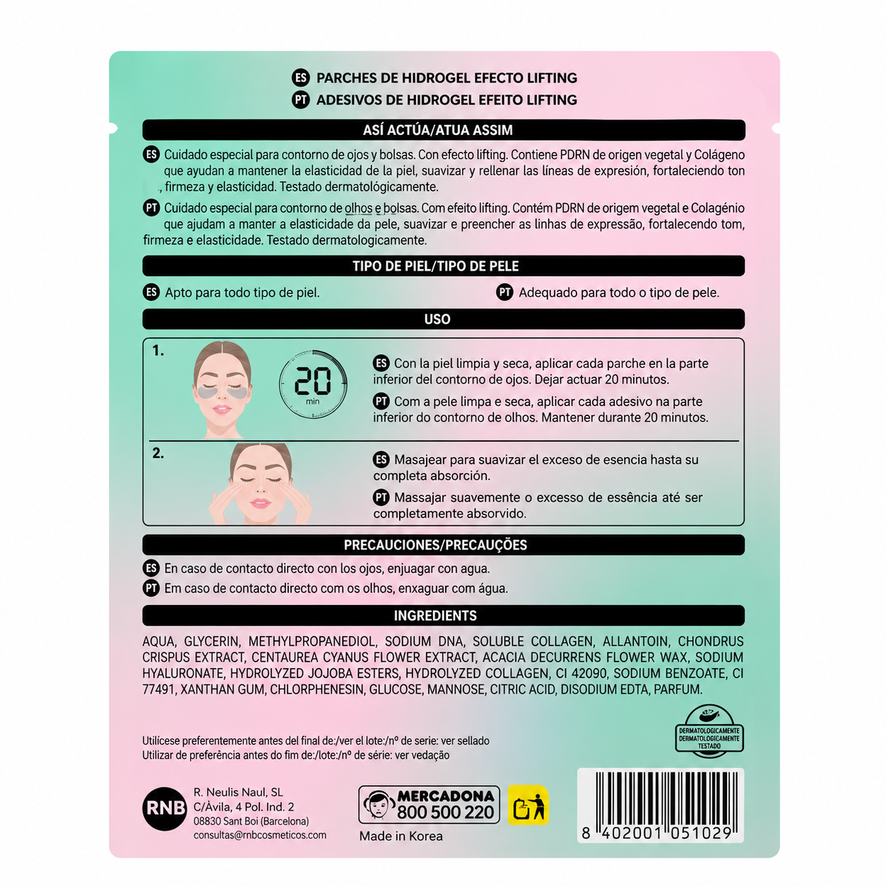 Deliplus Hydrogel-Augenpads mit Lifting-Effekt, PDRN & Kollagen