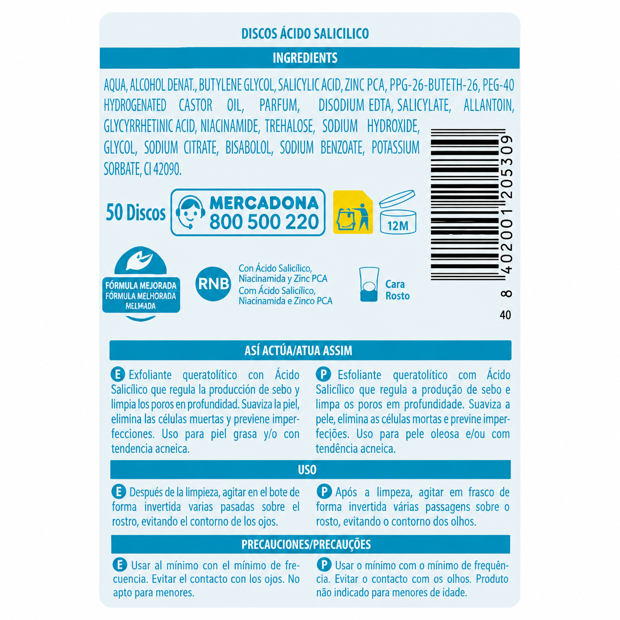 Deliplus Facial Clean Salicylic Acid Exfoliating Discs 50pcs