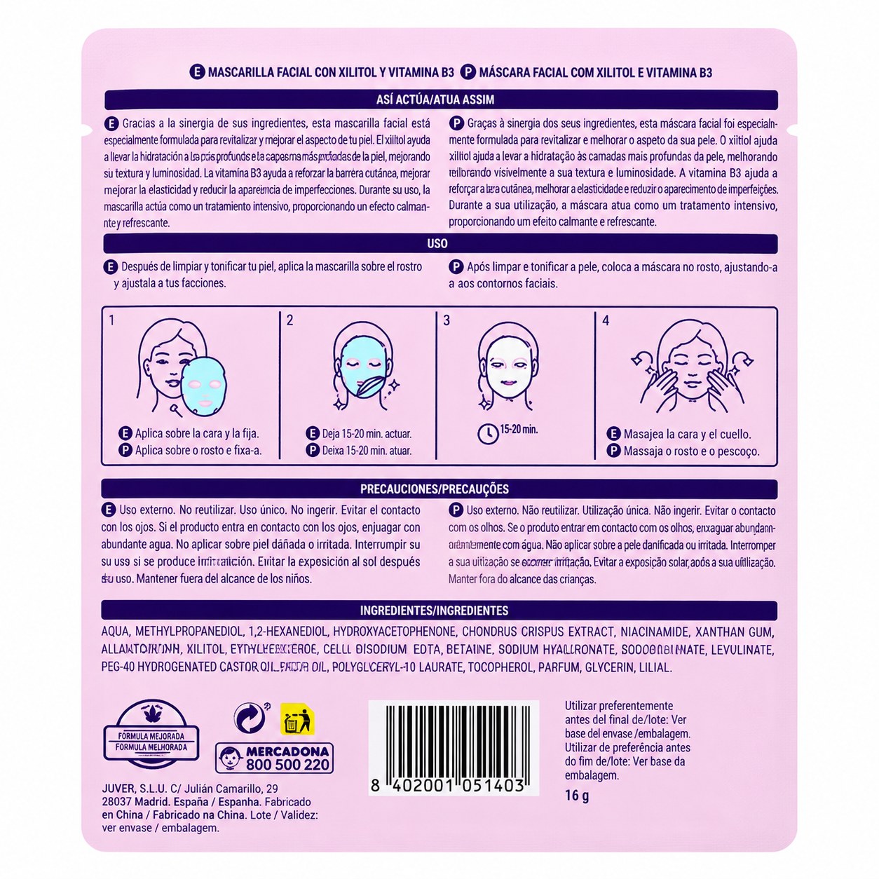 Deliplus Exosome Mask — Sheet Mask with Xylitol & Vitamin B3