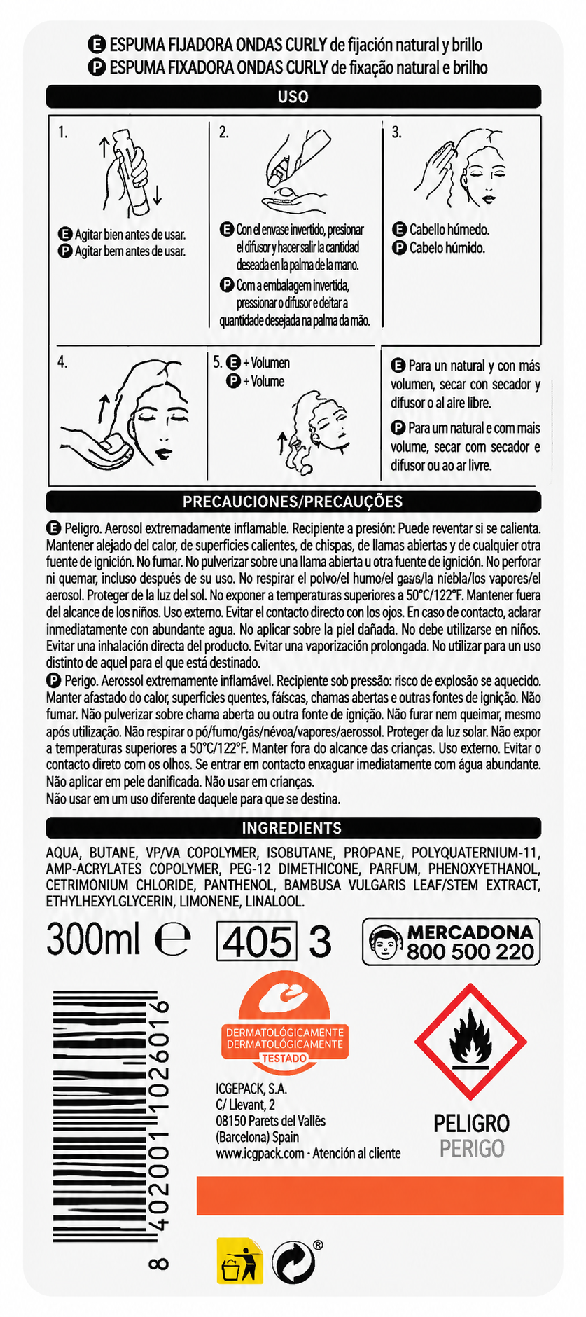 Deliplus Mousse Ondas Curly Définition des boucles Force 3 300ml
