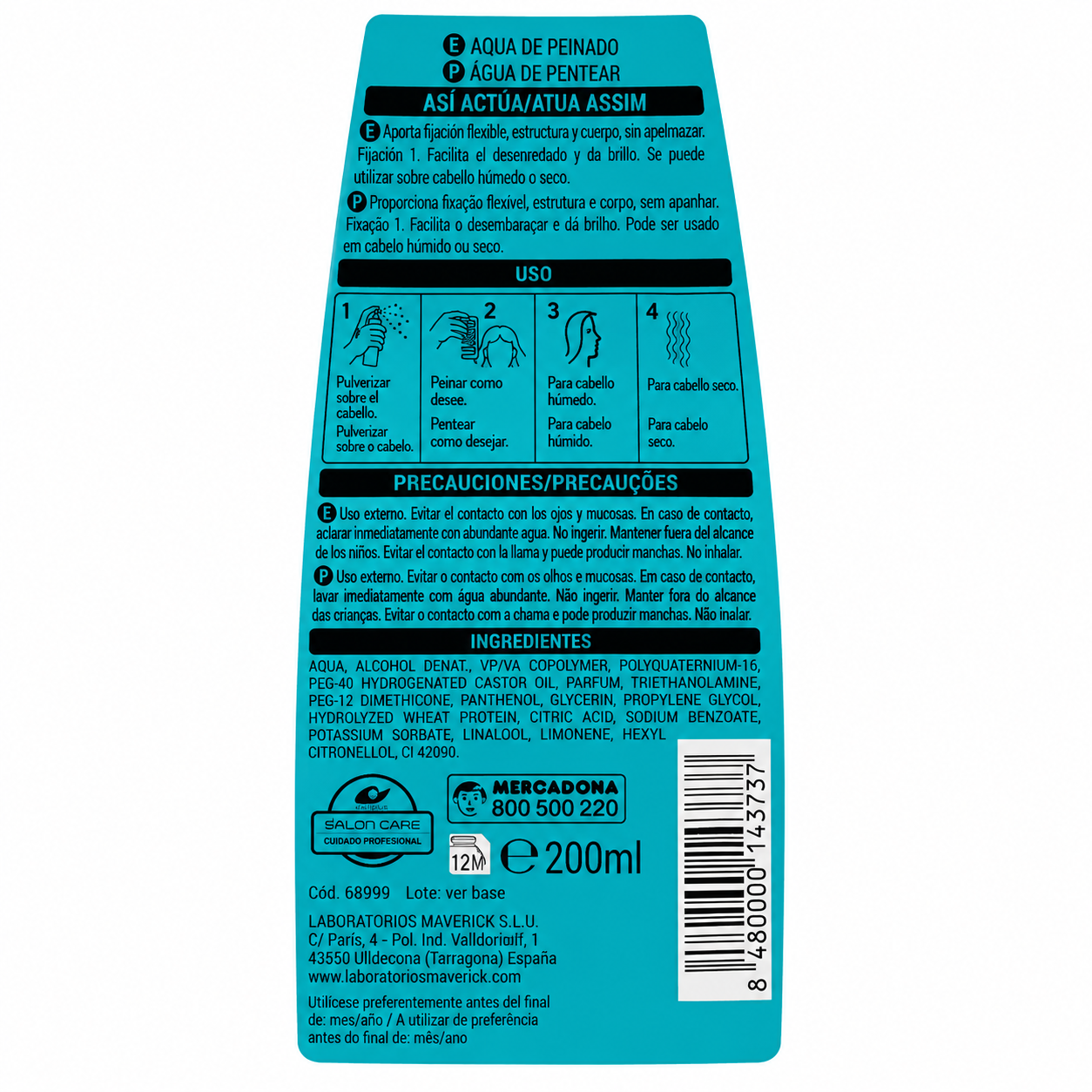 Deliplus Salon Care Aqua Styling Eau coiffante tenue flexible 200ml