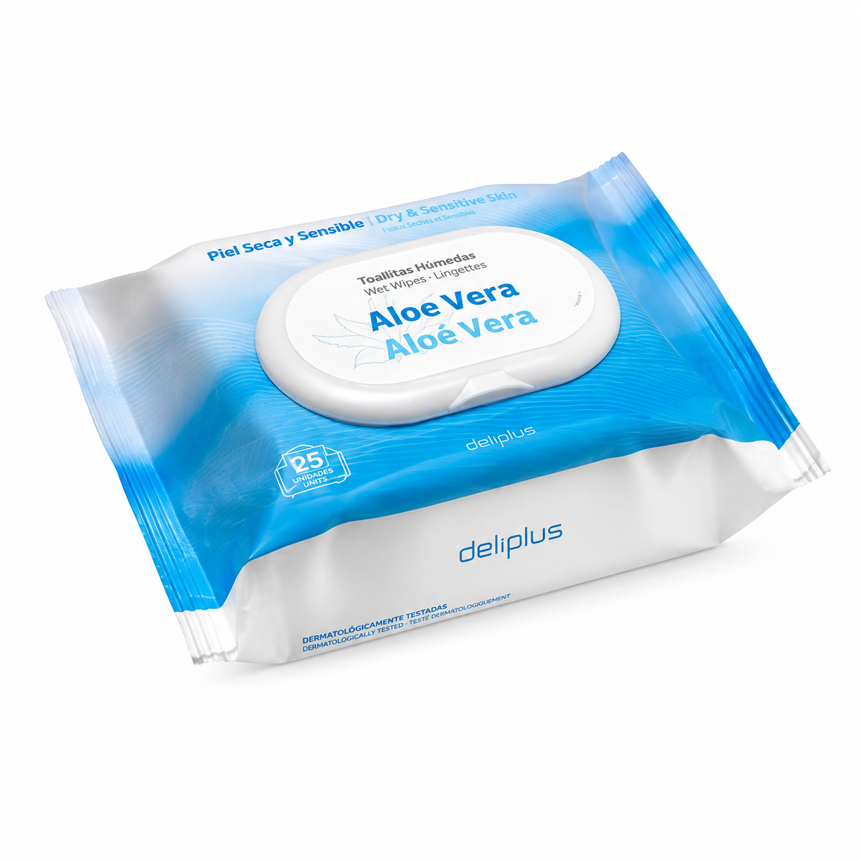 Deliplus Aloe Vera Cleansing Wipes - Dry &amp; Sensitive Skin - Makeup Remover 25 Units