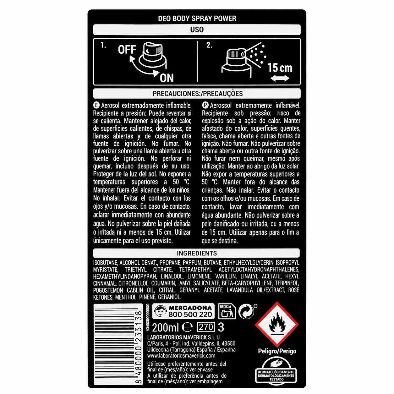 Deliplus Power Body Spray - Vibrant And Wamp; Warm Incense - Anti-Stain - 200ml