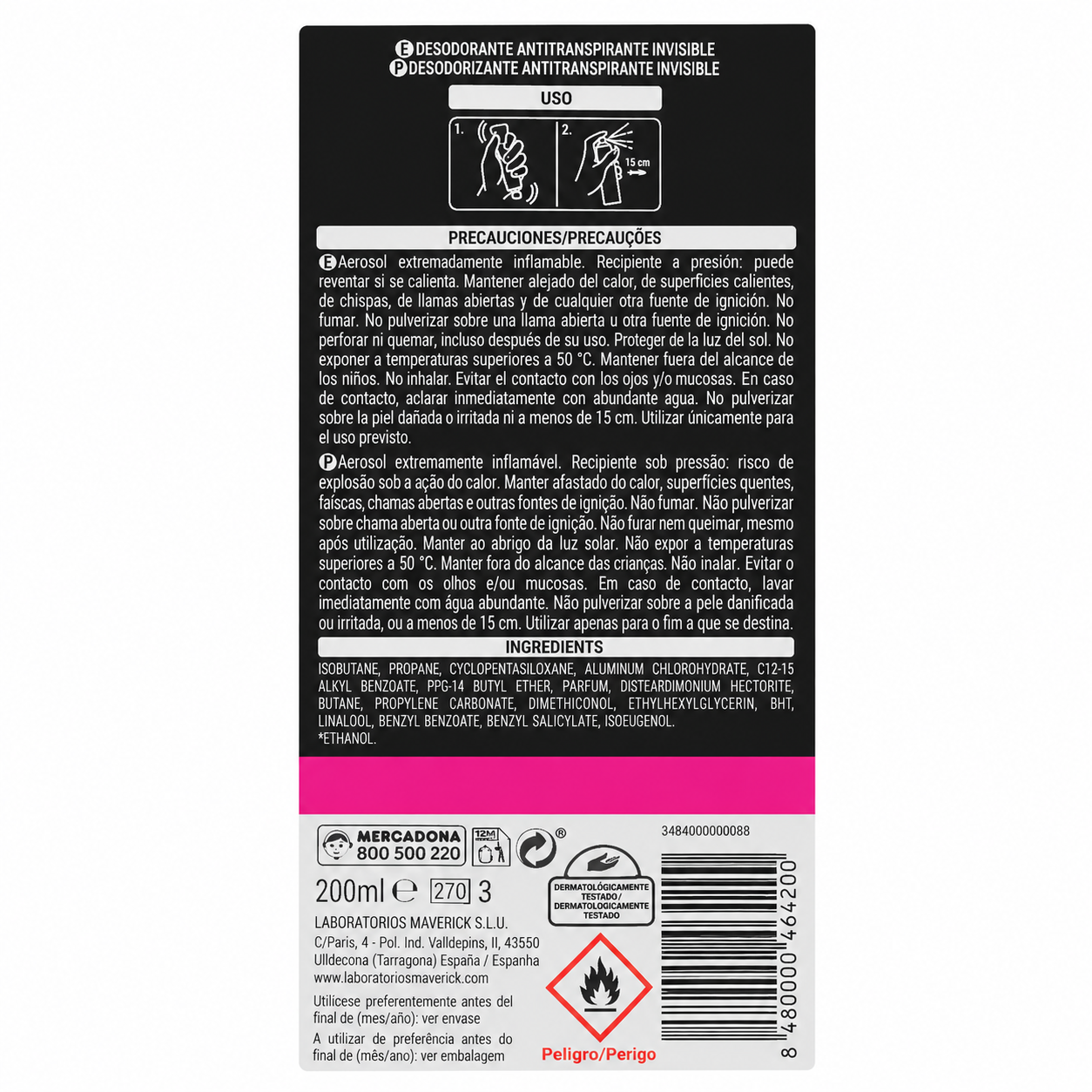 Deliplus Unsichtbares Antitranspirant-Spray – Gegen Flecken – 48 h – Alkoholfrei – 200ml