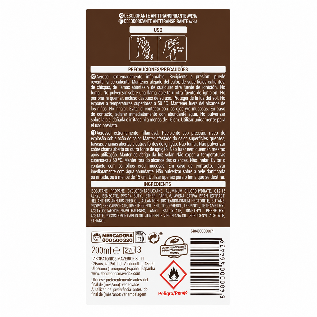 Deliplus Avena Oat pretsviedru aerosols - 48h - bez alkohola - 200ml