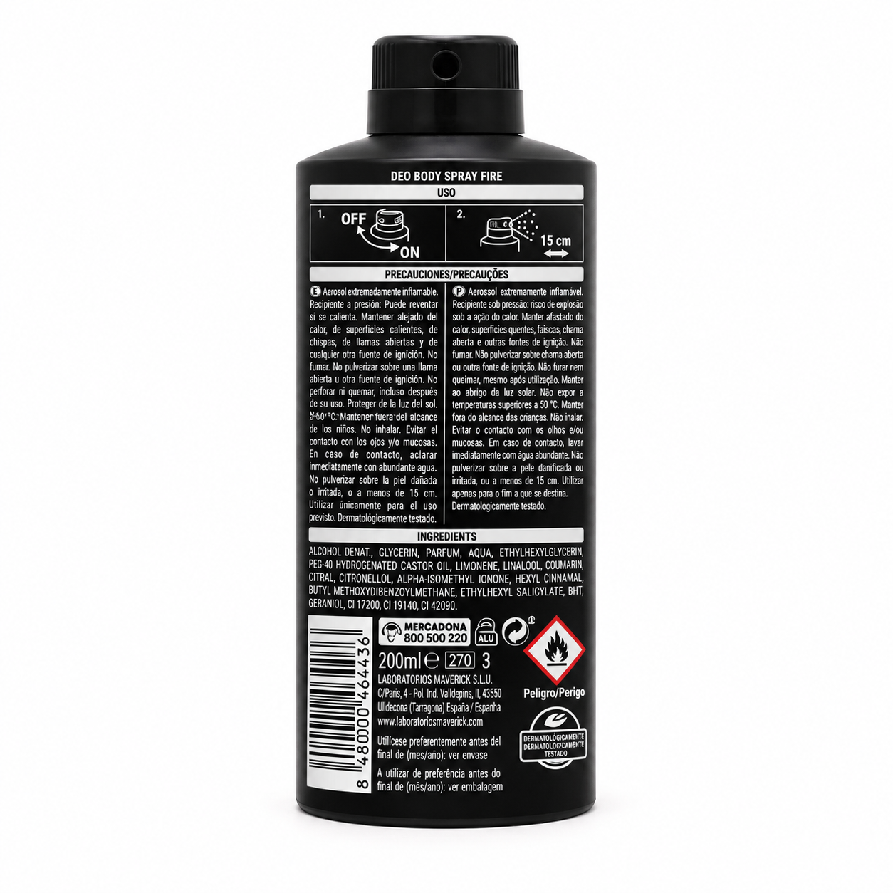 Deliplus Fire Body Spray - Cocoa &amp; Amber - Anti-Stain - 200ml
