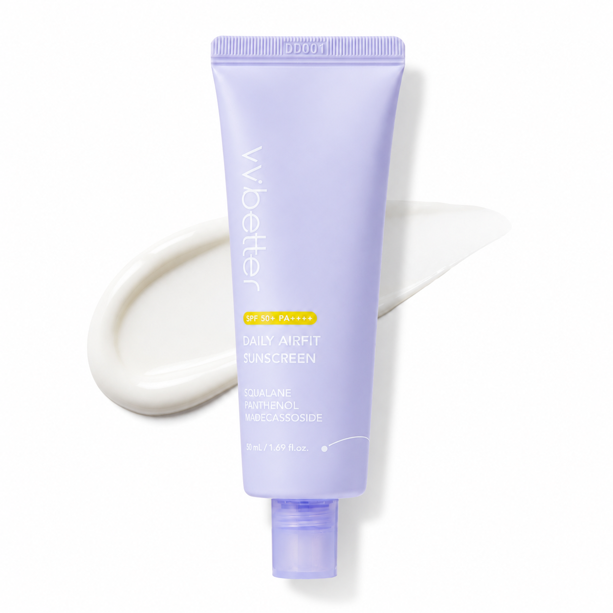 vv.better Daily Airfit Sunscreen SPF 50+ PA++++ - Squalane, Panthenol, Madecassoside - 50ml