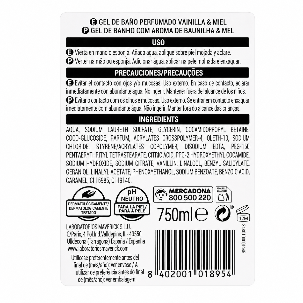 Deliplus Vanille & Honig; Honig-Duschgel – Normale Haut – 750ml