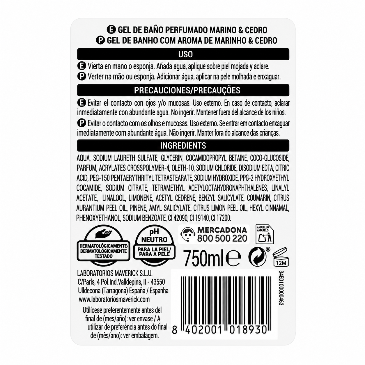 Deliplus Meeresduft & Zedernholz Bade- & Duschgel – Normale Haut – 750ml