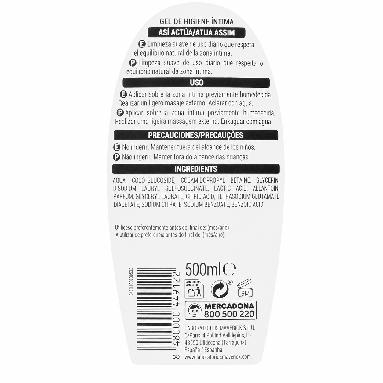 Deliplus Intimate Hygiene Gel 500ml