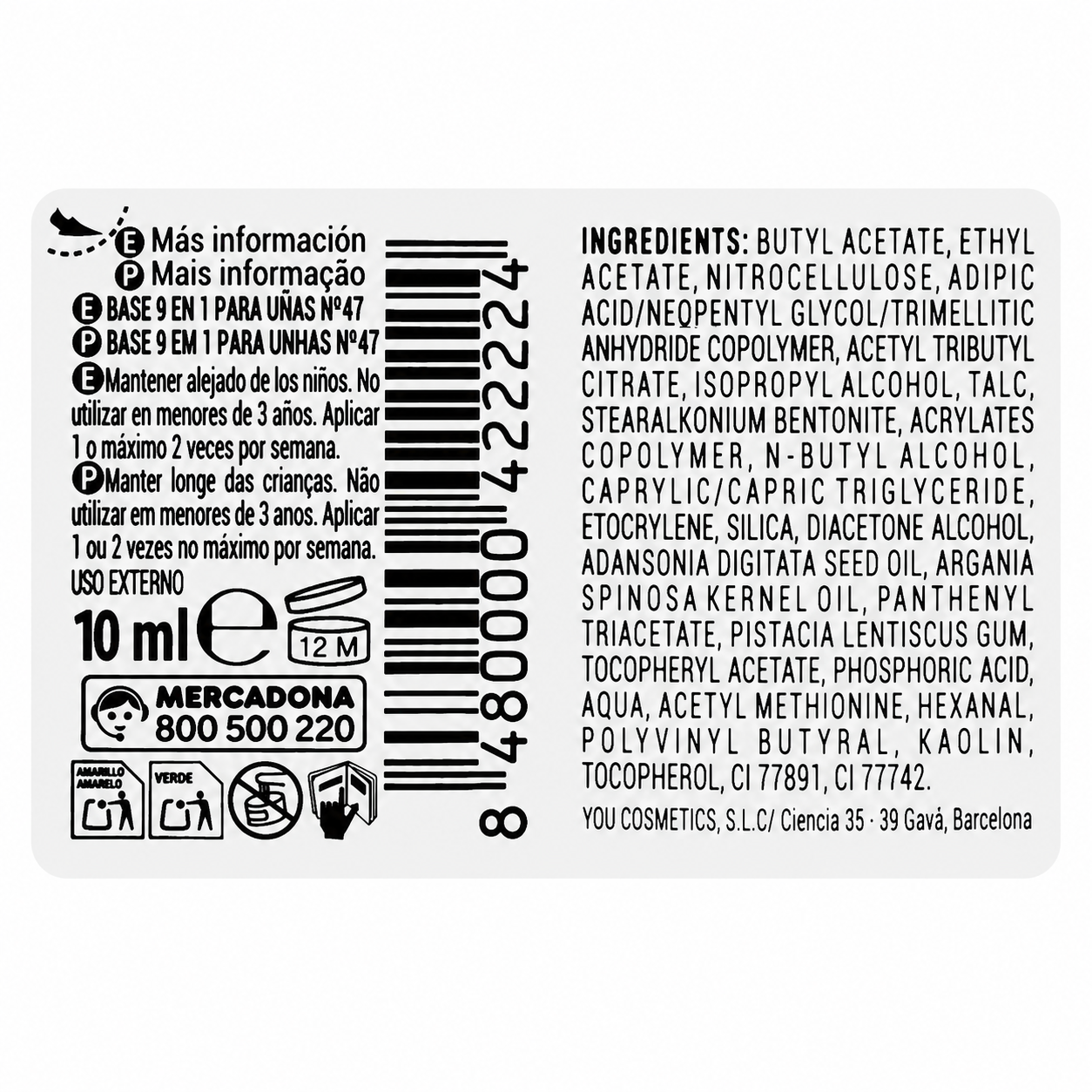 Base pour ongles lissante vitaminée Deliplus 9-en-1 n°47 10ml