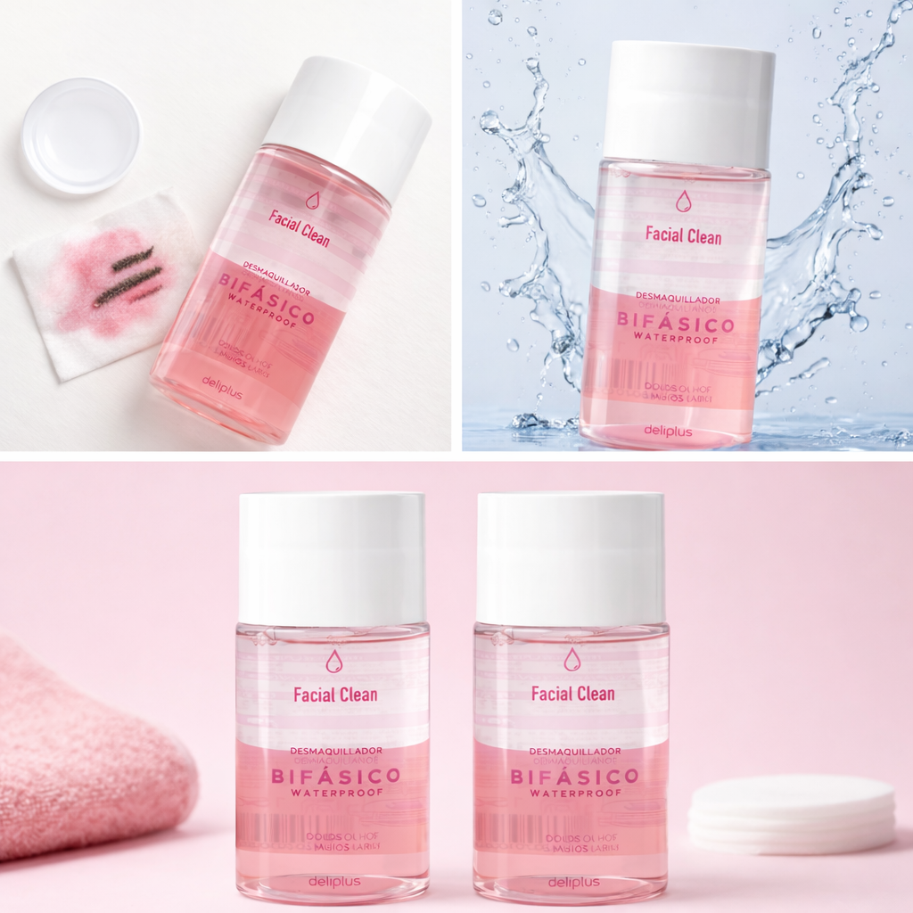 Deliplus divfāžu ūdensizturīgas kosmētikas noņēmējs sejai
