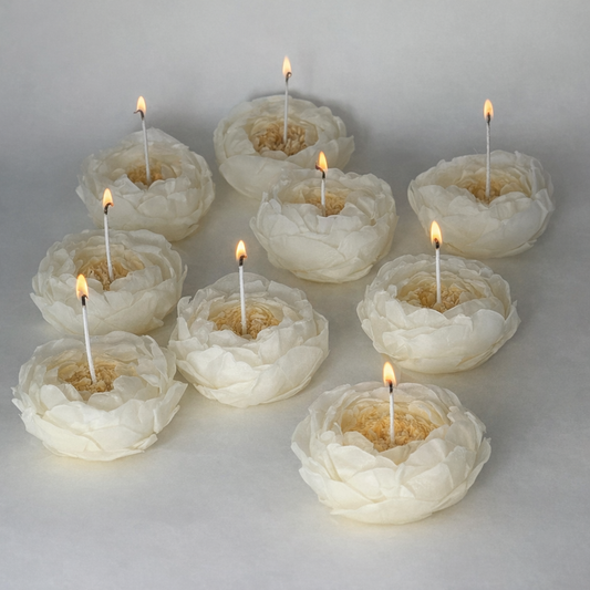 Свеча-цветок ручной работы – бежевый, шампанского цвета