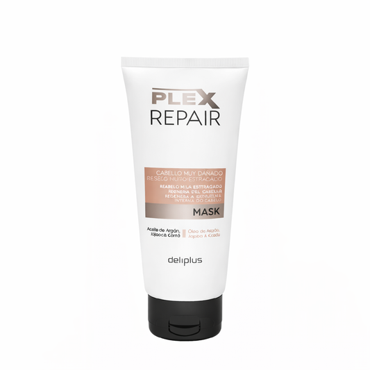 Deliplus Plex Repair matu masku ļoti bojātiem matiem ar argāna, jojobas un šī sviestu