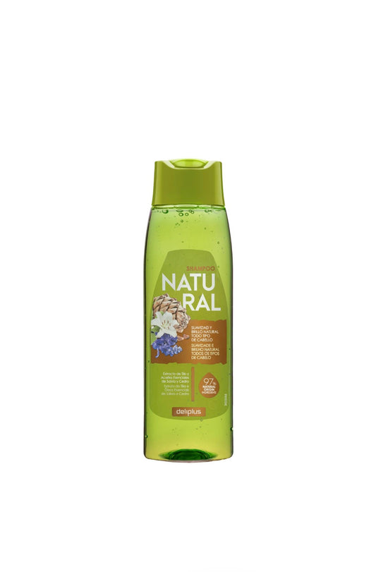 Deliplus Natural shampoo for all hair types with linden extract and salvia and cedar essential oils, 97% natural origin