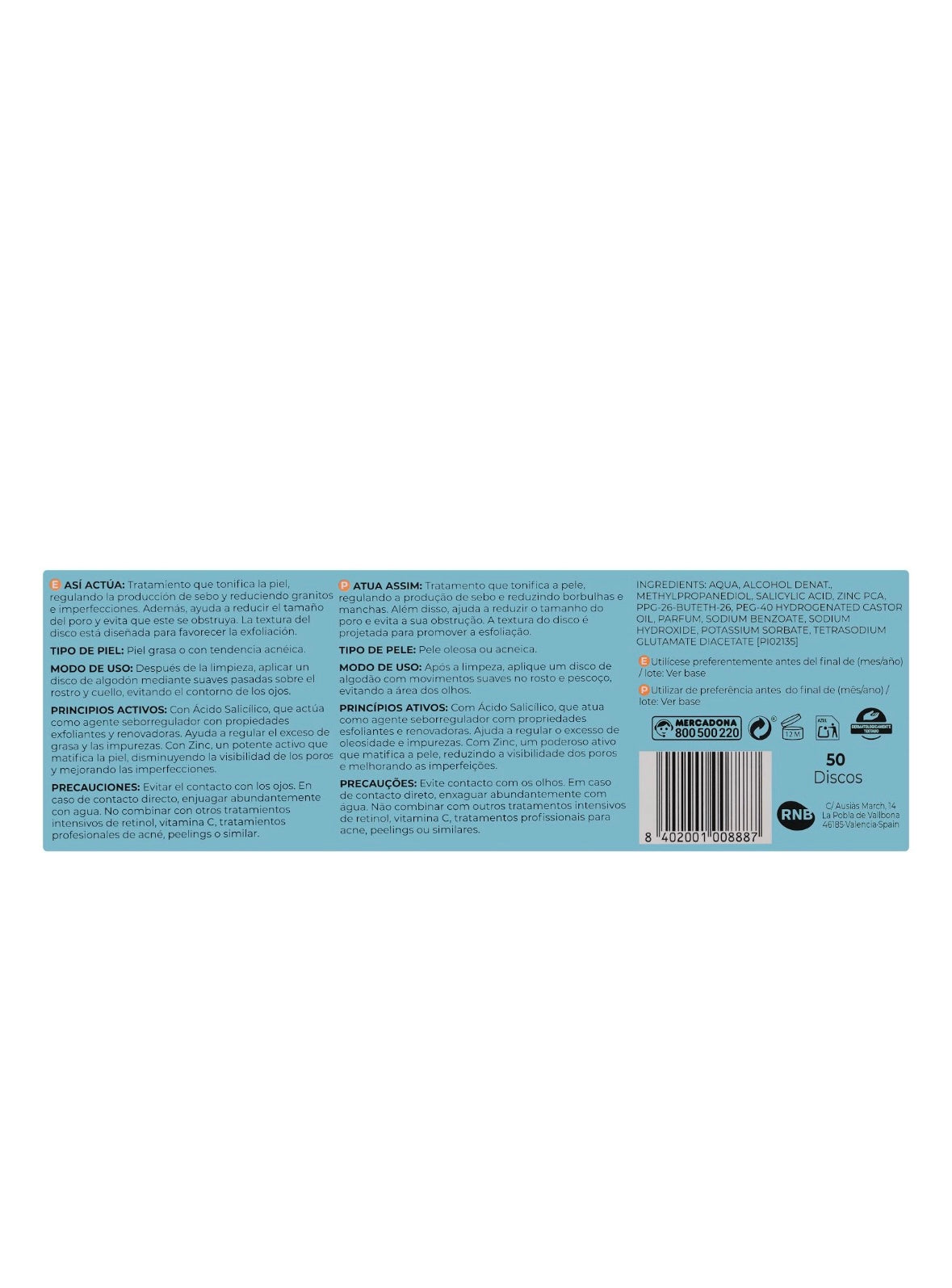 Deliplus Salicylic acid impregnated discs Oil Free purifying and sebum-regulating oily, seborrhoeic and acne-prone skin