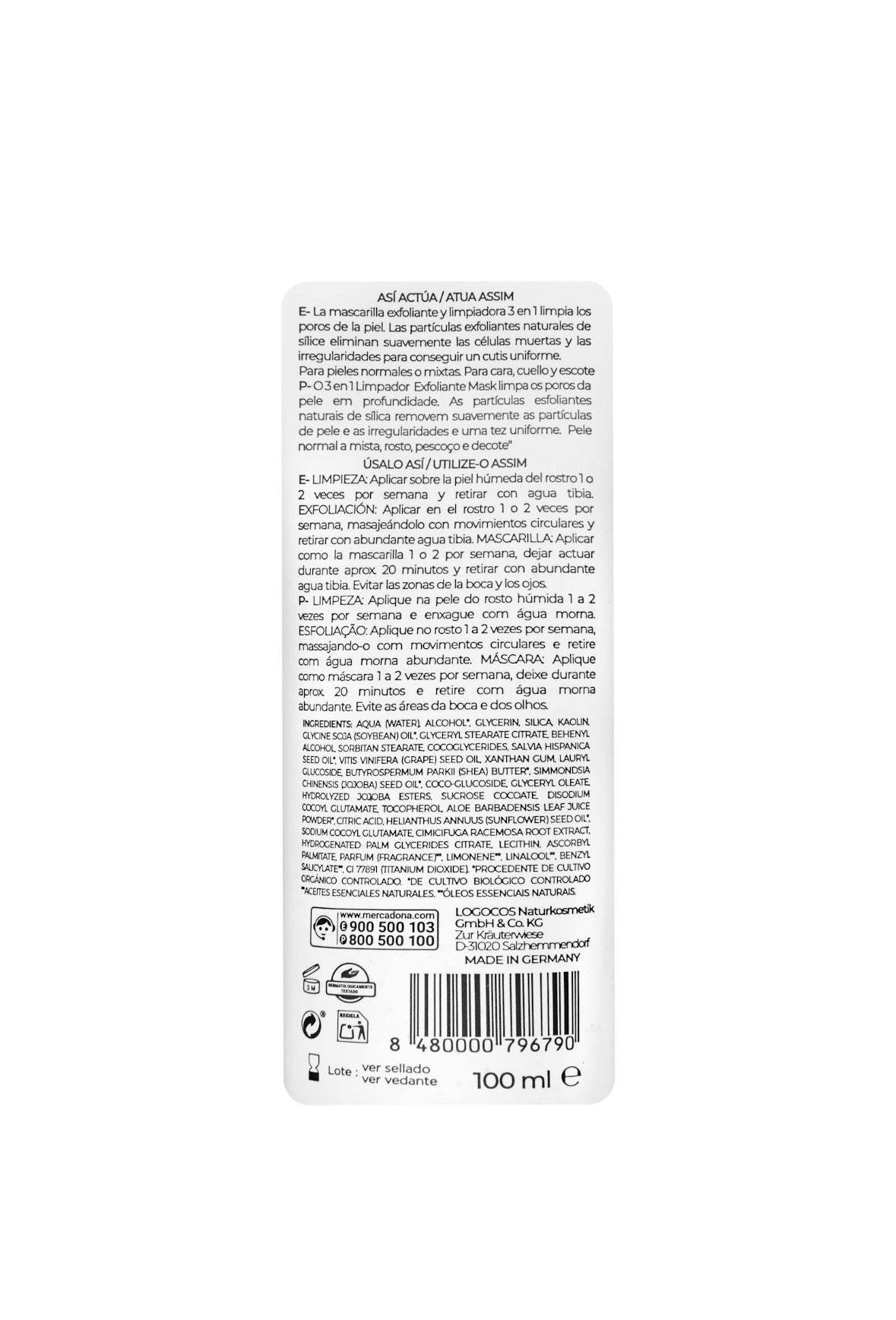 Deliplus White Clay Cleanser, скраб и маска для лица Очищение нормальной или смешанной кожи