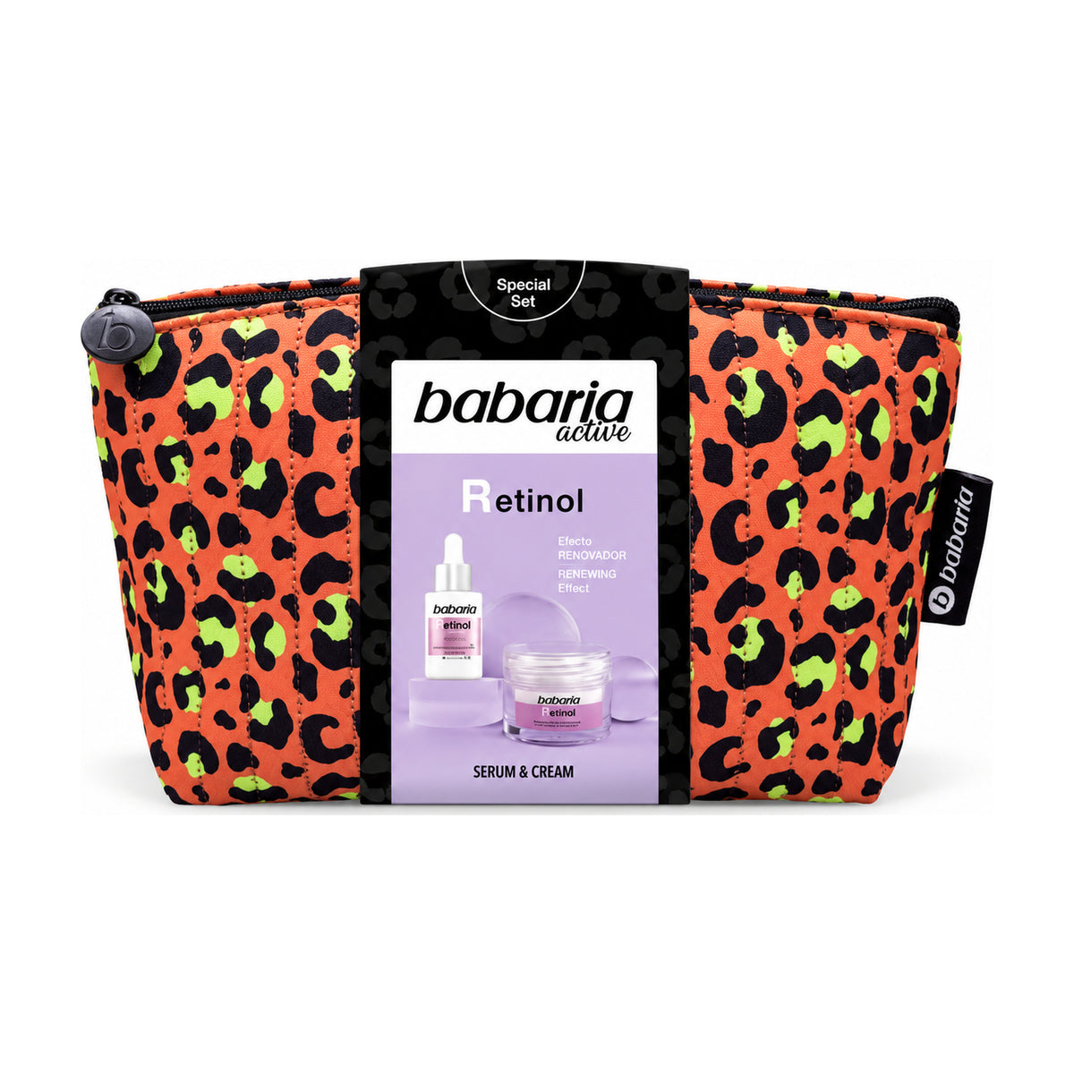 Babaria Active Retinol Special Set with leopard cosmetic bag